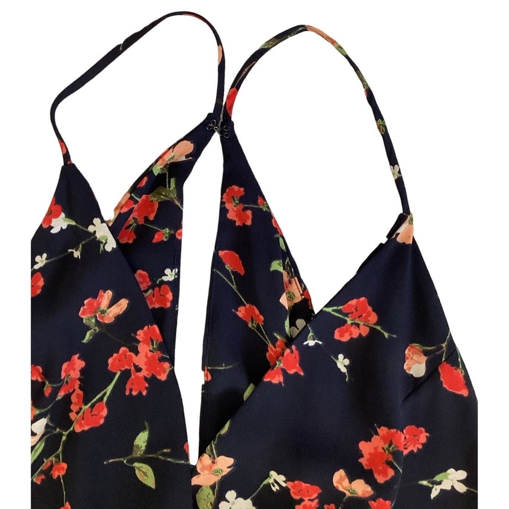 Lush Floral Maxi Dress Women Small Black Floral V-Neck Halter Slit - Picture 9 of 16